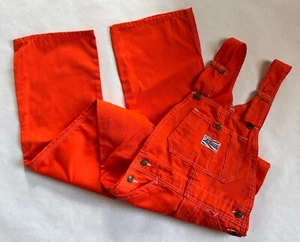 Vtg 70s 80s NOS Liberty Overalls Bibs Bright Orange Clemson Hip Hop 26/34 USA - Picture 1 of 10