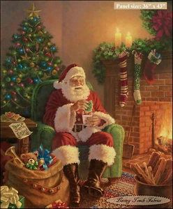 RILEY BLAKE "A CLASSIC CHRISTMAS" P9540-MILK SANTA COOKIE & MILK PANEL 36"X43" - Picture 1 of 1