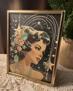 Moon Goddess, Romantic Vintage Gold Metal Frame, Framed Print - Picture 1 of 5