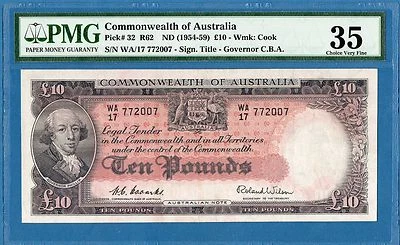 Australia, Commonwealth of Australia, 10 Pounds, 1954, VF-PMG35, P32 - Image 1 of 2
