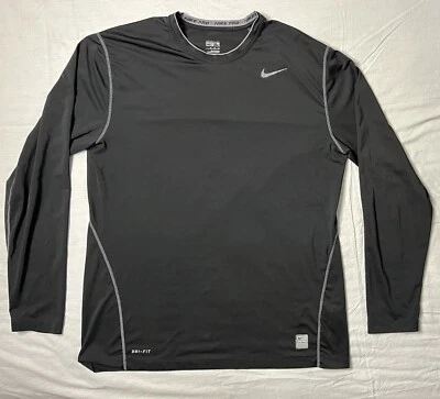 Camisa Nike Para Hombre XL Negra Pro Combat Dri Fit Manga Larga 269610-010 Ejercicio Foto 1 de 4