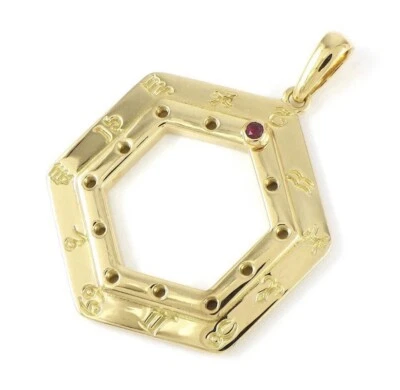 卡地亚 18K 黄金生肖吊坠带可移动红宝石指示器 — 第 1/4 张图片