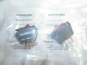 Lot of (2) HILLMAN RED LIGHT ROCKER SWITCHES 12V Carling 1017R #884253 (AA-49) - Picture 1 of 4