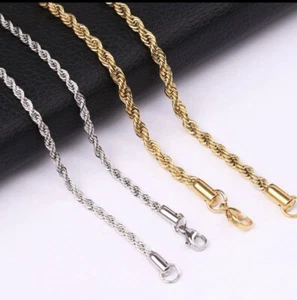 New 18K White Gold Plated Rope Chain 20” 3mm - Picture 1 of 6