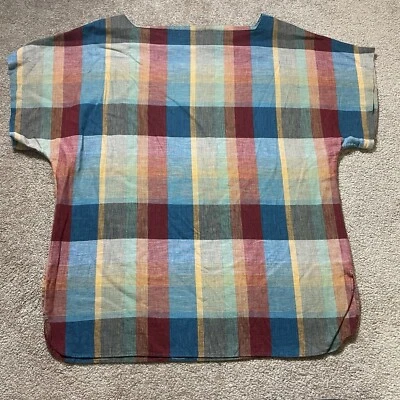 Christian Dior отдельные 14 льняной смеси верхний клетку женщин синий красный желтый - Изображение 1 из 4