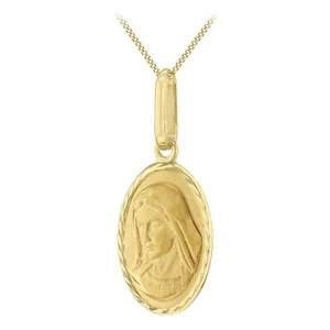 Halskette mit ovalem Anhänger 9 kt Gelbgold Heilige Maria (18 Zoll) - Bild 1 von 7