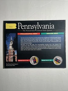 PENNSYLVANIA 2001 Philadelphia Denver Mint Set Colorized State Quarter COA New - Picture 1 of 5