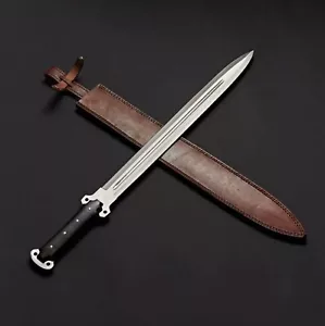 Handmade D2 Steel 1095 || Hunting Short Sword 28-In with Leather Sheath - Picture 1 of 3