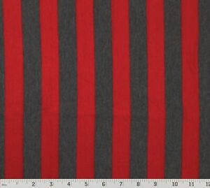 Jersey Knit Fabric Polyester Blend Red Gray 1" Stripe 1 Yard