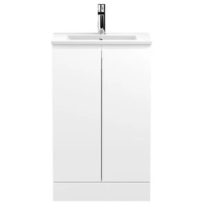 Hudson Reed Urban Floor Standing 2-Door Vanity Unit Basin 2 Satin White 500mm