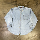 Wrangler Usa Shirt 90S Long Sleeve Western Denim Over Button Up, Blue, Mens Xl