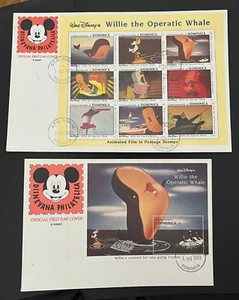 1993 DOMINICA DISNEY SOUVENIR SHEET FDC FIRST DAY COVERS ! WILLIE OPERATIC WHALE - Picture 1 of 1
