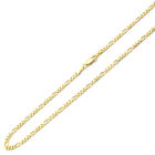 Men Women 14k Yellow Gold Chain 3mm Concaved Figaro Chain Necklace
