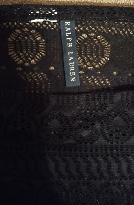 RALPH LAUREN 海滩遮盖透明连衣裙黑色钩针领带腰无尺寸标签 — 第 1/4 张图片