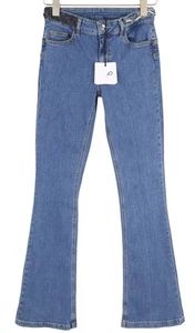 LIU JO Up Beat Women Jeans W28 Bottom Up Braid Half Belt Bootcut Fit Zip Blue * - Picture 1 of 9