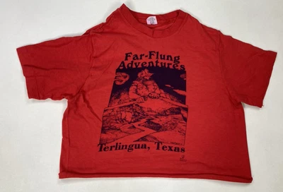 VINTAGE Far Flung Adventures Terlingua Texas Crop T-shirt Women Small USA 80s - Image 1 of 4