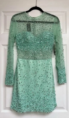 Nuevo con etiquetas Mini Vestido Bebe Aqua Brillo Red Lentejuelas Malla Talla 4 Foto 1 de 4