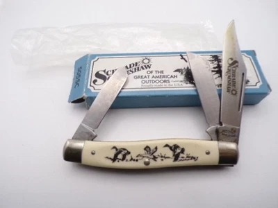 Schrade USA Scrimshaw 505SC Stockman Knife 3 Blade Great American Outdoors - Image 1 of 3