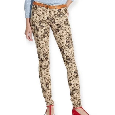 Pantalones de pana Madewell para mujer 26 negros marrones florales pantalones de mezclilla fotoflor nuevos Foto 1 de 4