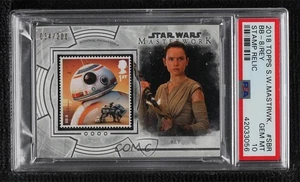 2018 Topps Star Wars Masterwork Stamp Cards 34/200 BB-8 ! Rey PSA 10 GEM MT w3d - Picture 1 of 3