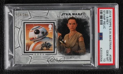 2018 Topps Star Wars Masterwork Stamp Cards 34/200 BB-8 ! Rey PSA 10 GEM MT w3d - Image 1 of 3