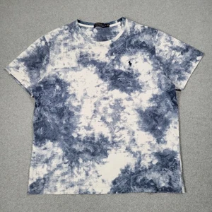 Polo Ralph Lauren Shirt Men Large Blue White Tie Dye Pony Tee Streetwear Preppy - Picture 1 of 9