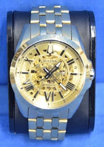 Bulova Men's Watch 97A162 Automatic Skeletonized Dial Gold Stainless Steel 43mm - Picture 1 of 6