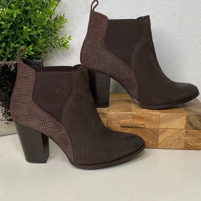 Botines Seychelles Madhouse Cuero Marrón Detalle Piel de Serpiente Talla 7.5 Foto 1 de 4