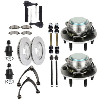 Front Wheel Hub Bearing Brake Rotor Pad Suspension For GMC Yukon XL 1500 2007-13 - Image 1 of 4