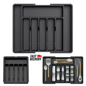 Adjustable Utensil Tray For Drawers Expandable Plastic Cutlery Tray Kitchen - Picture 1 of 10