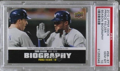 Biografía de la temporada superior 2010 Prince Fielder #SB-87 PSA 10 GEM MT Foto 1 de 2