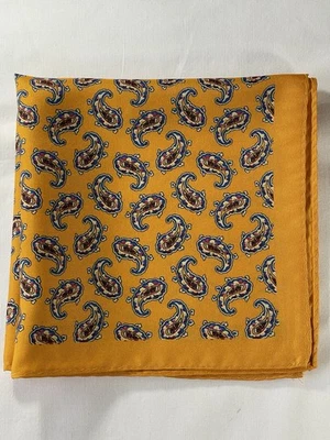 Paisley bedrucktes Einstecktuch/Taschentuch - gold/blau/rot