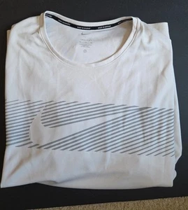 Nike Shirt Mens XL White Dri Fit Miler Running Long Sleeve Performance Logo - Picture 1 of 8