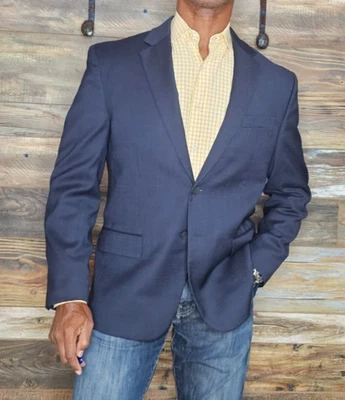 Jos. A. Bank Traveler Slim Fit Wool Blend Dual Vent Navy Jacket Blazer 42S - Image 1 of 4