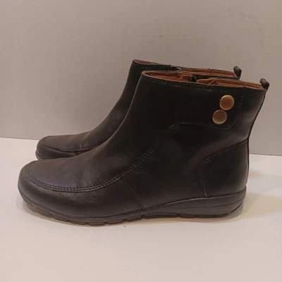 Botas de tornozelo femininas Easy Spirit Esactout 6.5 pretas com zíper lateral clássicas ComfortCareer - Imagem 1 de 4