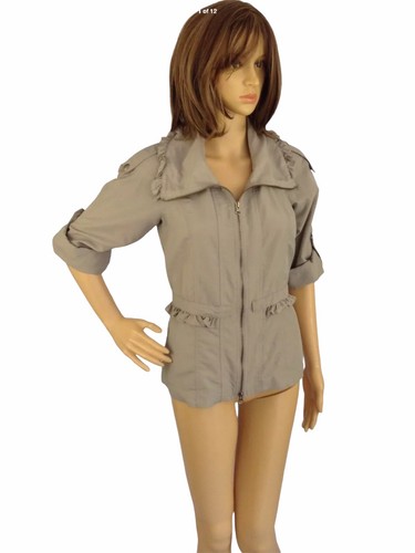 VETEMENTS Giacca Sine Moto 2 Grigio Ruffle Classica Anteriore Cerniera Tasche Maniche Rotolate Tab