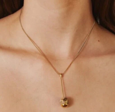 COLLAR COLGANTE ÁGATA ENCAJE SUMERGIDO PLATA ESTERLINA CHAPADO EN ORO CHAN LUU nuevo con etiquetas Foto 1 de 4