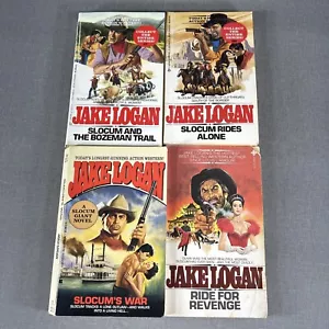 Jake Logan 4 Paperback Book Lot Westerns Slocum Rides War Trail Revenge - Picture 1 of 10