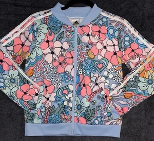 Adidas Girls Size L (14) Sunshine & Flowers Track Jacket Floral - Picture 1 of 6
