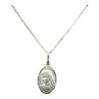 9Ct 9K White Gold Mary Madonna Medallion Oval Shaped Pendant 1.45 Grams. New