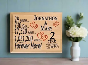 Personalized 2nd Anniversary Gift – Custom Wood Keepsake for Husband, Wife, or C - Picture 1 of 16