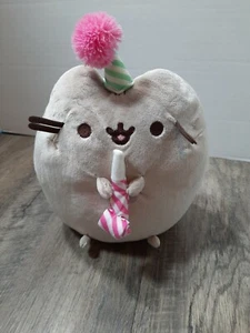 RARE NWT Gund Pusheen Plush 9” Birthday Party Hat Party Horn/Toot Cat Stuffed - Picture 1 of 7