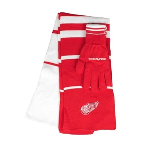 Detroit Red Wings 2 Tone Colors Knit Scarf & Gloves Matching Gift Set NHL NWT - Picture 1 of 1