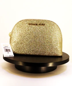 Michael Kors Yellow Gold Glitter Travel Pouch/Make Up Case - Picture 1 of 7