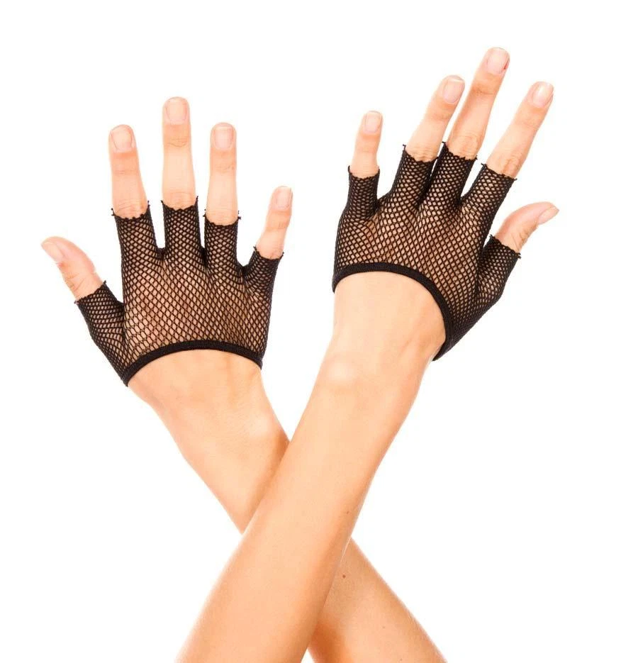 sexy MUSIC LEGS short MINI netted WRIST length FISHNET fingerless GLOVES punk - Image 1 of 1