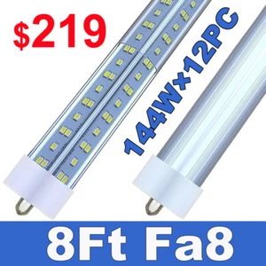 T8 8FT LED Tube Light 144W Single Pin FA8 8 Foot LED Shop Light Bulbs 6500K LED - Picture 1 of 12