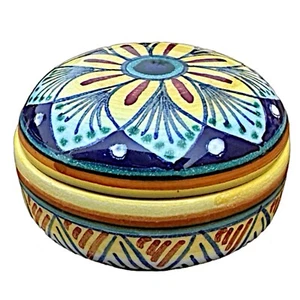Siena Dipinte A Mano Hand Painted Ceramic Trinket Box 2” Lidded Italy - Picture 1 of 6