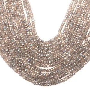 Natural Labradorite Beads 13 Inch Strand 3-4 MM Faceted Rondelle Beads Coated - Picture 1 of 7