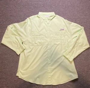 Columbia PFG Button Down Fishing Shirt Adult XL Vented Long Sleeve Green Mens - Picture 1 of 6