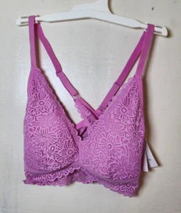 New Auden Women Purple Lightly Line Bralette Adjustable Straps Pullover Size XXL - Picture 1 of 5
